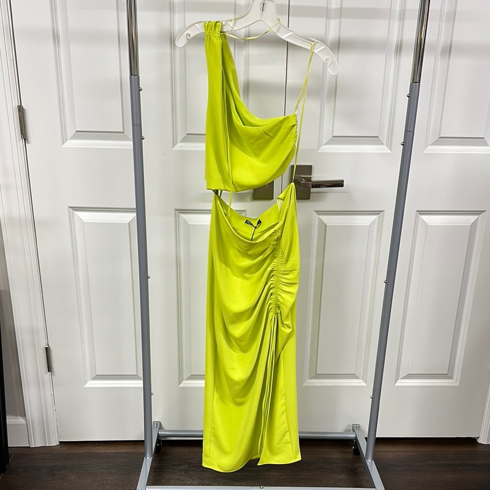 Lime Green One-Shoulder Dress
